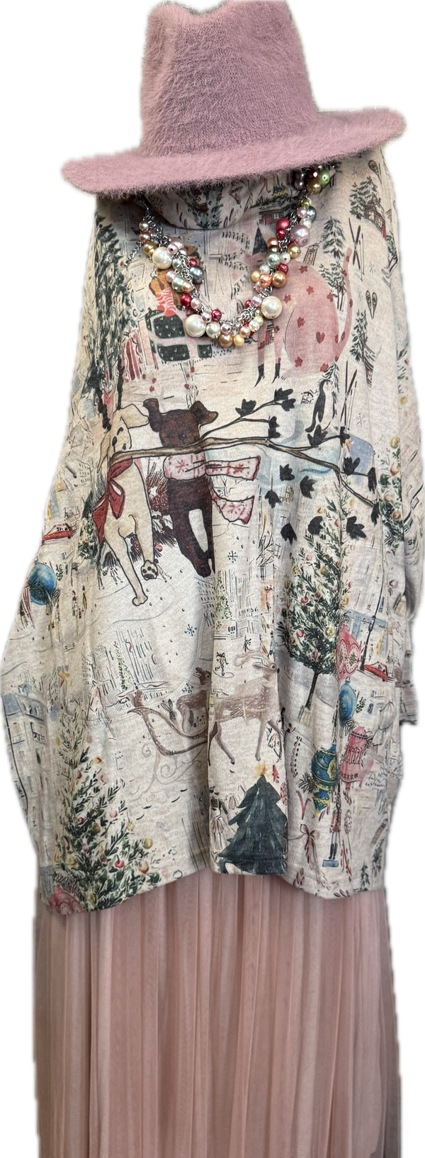 T1097 Cowlneck Dolman Slv Top-Holiday Joy