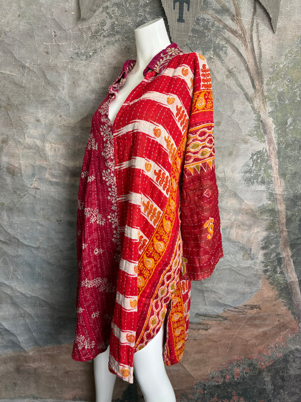 1013w Long Kurta Shirt Dress-Hazel