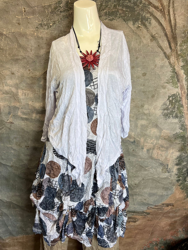 23066 Crinkle Tie Cardigan-White