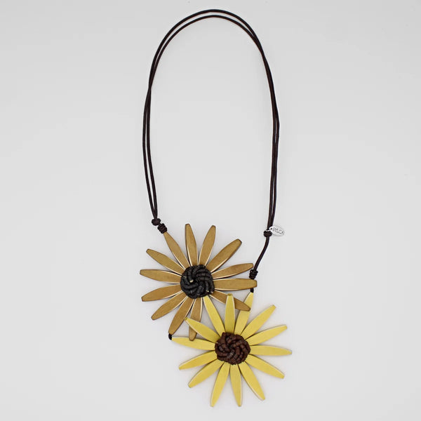 S25 Amaya Double Flower Necklace-Yellow Mix