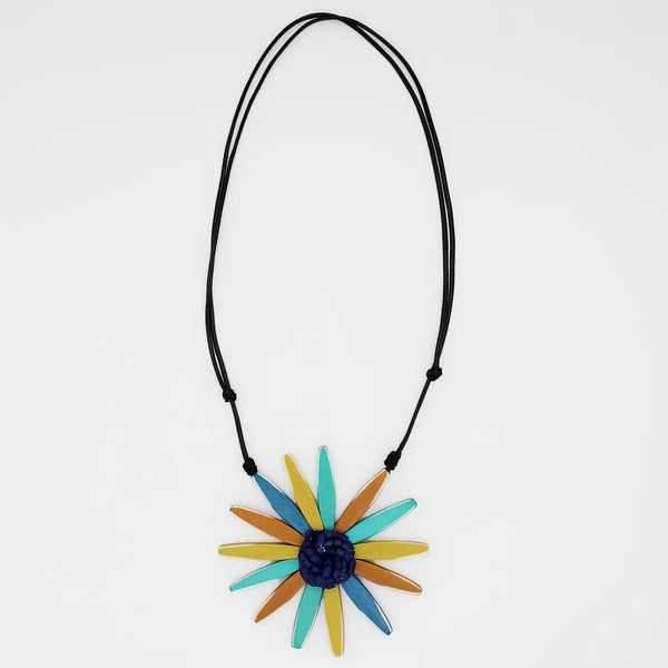 S25 Amaya Flower Necklace-Teal Multi