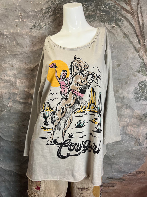 PL191T Cowgirl Distressed Tshirt