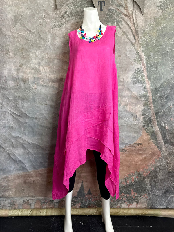751 Artistry Layered Tank Dress-Fuchsia