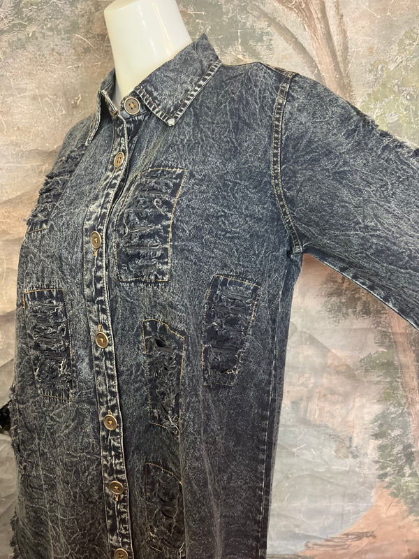 PL413 Distressed Denim Shirt