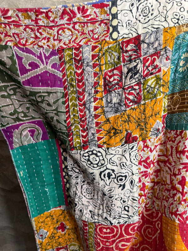 1012w Kantha Poncho Hoodie Dress-3