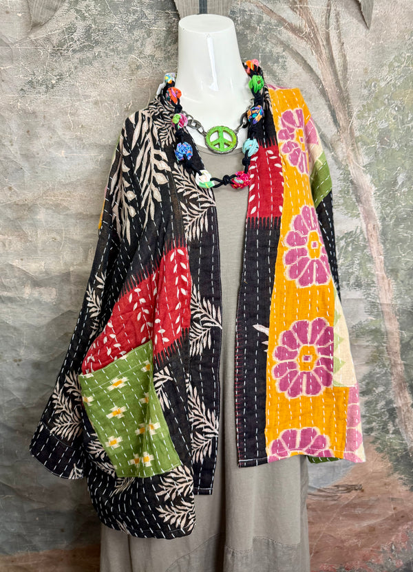 1040w Kantha Long Sleeve Jacket-Piper
