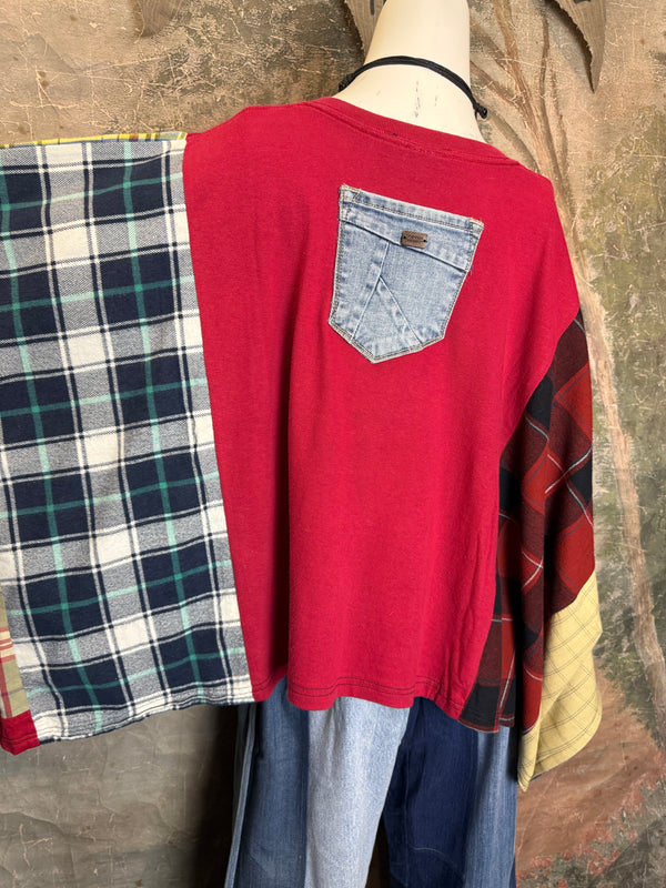 5576 Flannel Band Tee Topper-D