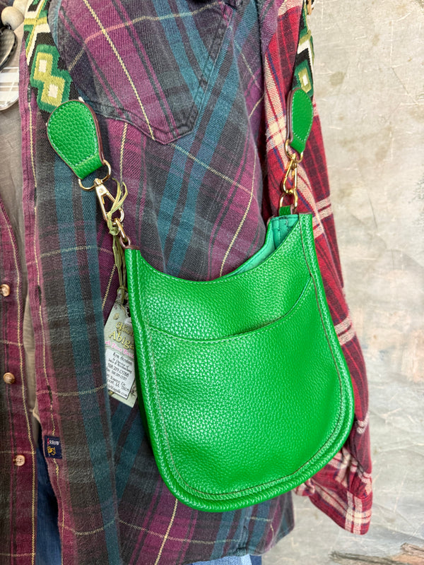 0003A Pebbled Vegan MINI Leather Crossbody Bag-Green