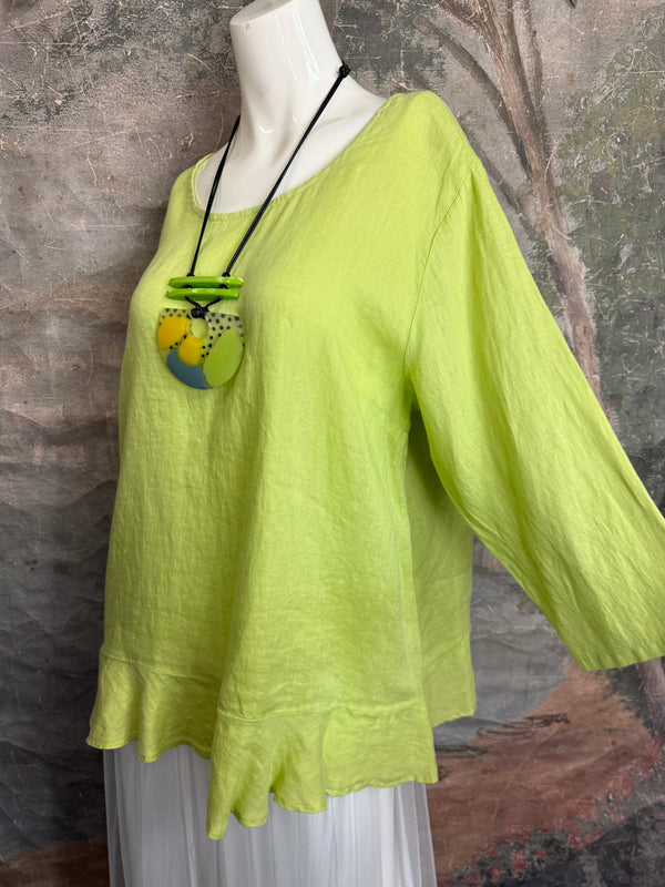 MP-HLT561 Ruffle Hem Top-Kiwi