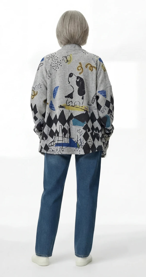 C095BR L/Slv Cardi w/pocks- Little Snoops
