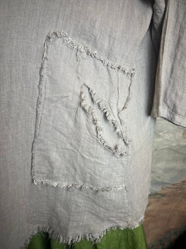 31037 Linen Frayed Midi Duster