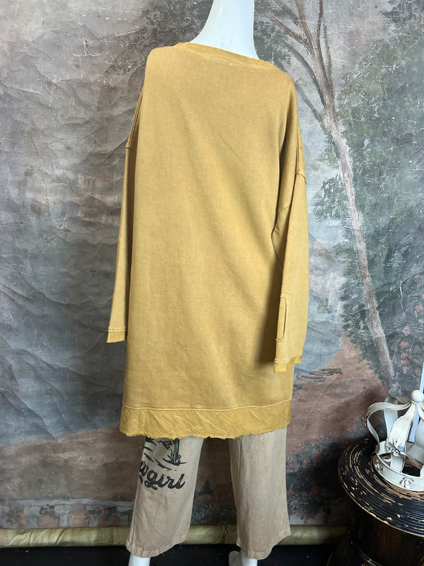 PL188- High-Low Sweatshirt-Mustard