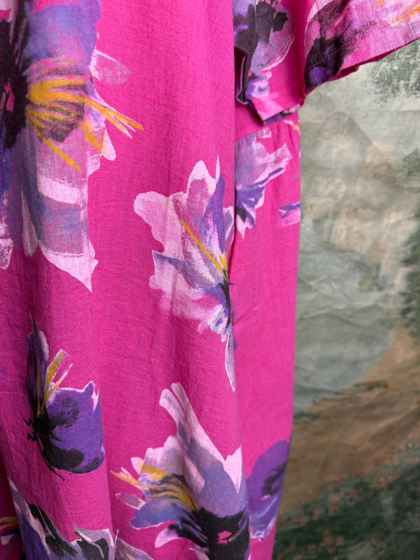 91877-52 Artful Bloom Dress-Fuchsia