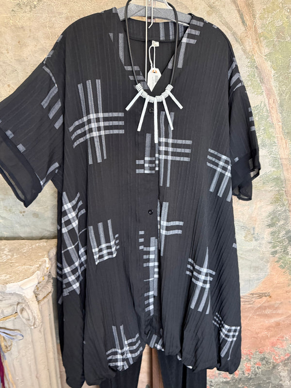 4982 Pleated Plaid Tunic Dress