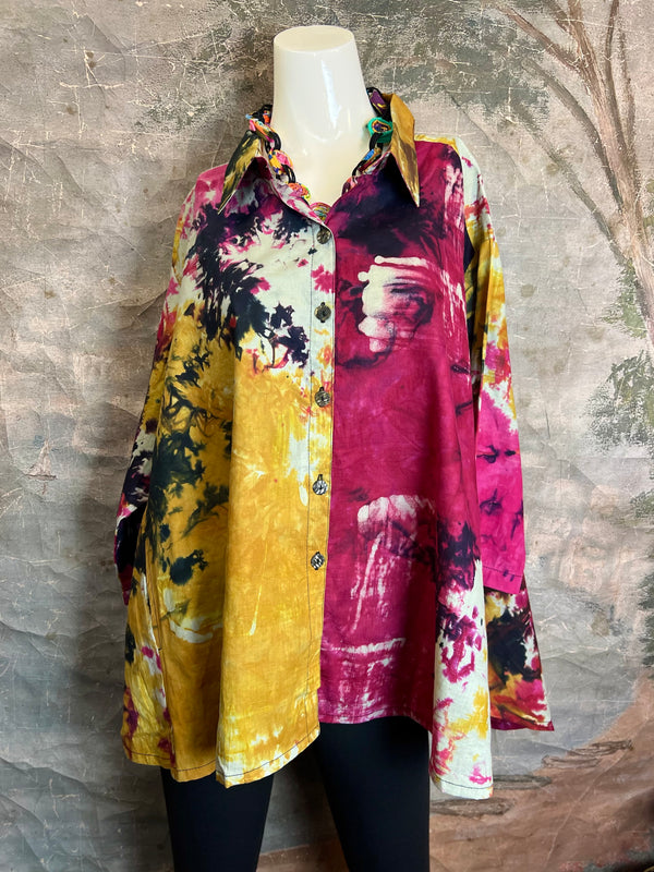 7042C Block Dyed Possibly Tunic-Pink