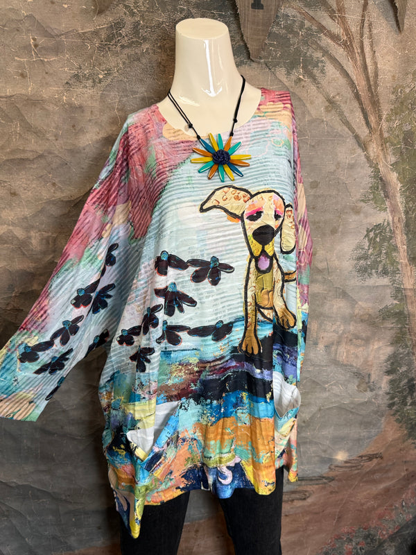 T1514 Long Slv Dolman Top/Tunic-Ozzy The Dog!