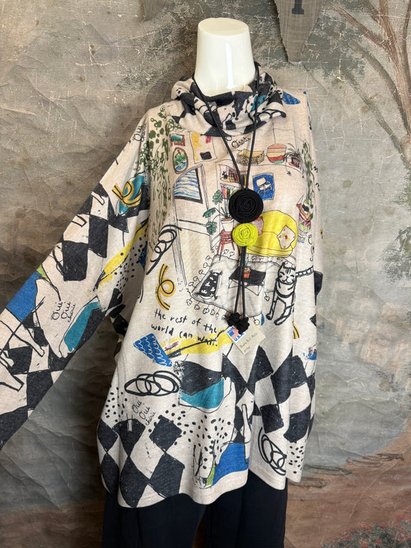 T1097 Cowlneck Dolman Slv Top