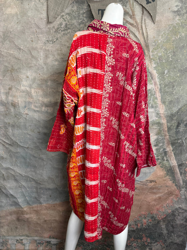 1013w Long Kurta Shirt Dress-Hazel