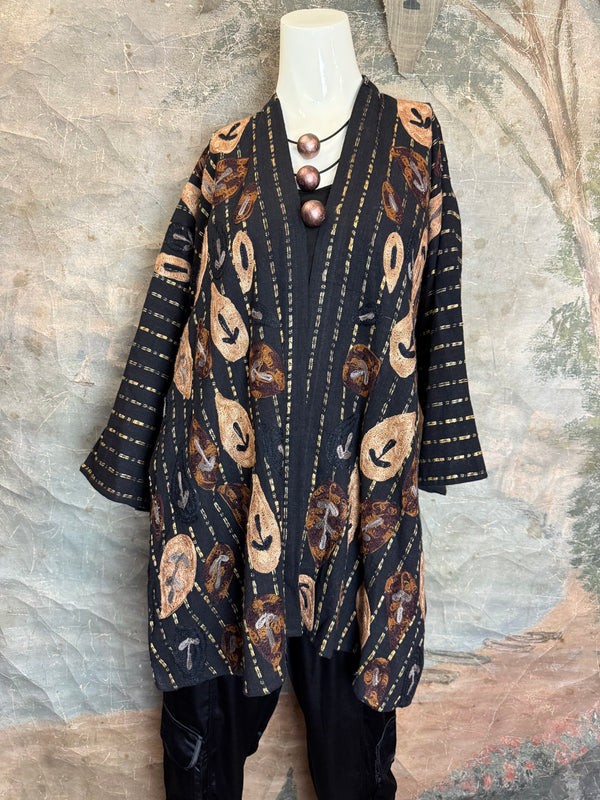 ANU 19828 Embroidered Duster JKT-Fudge