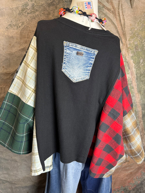 5576 Flannel Band Tee Topper-C