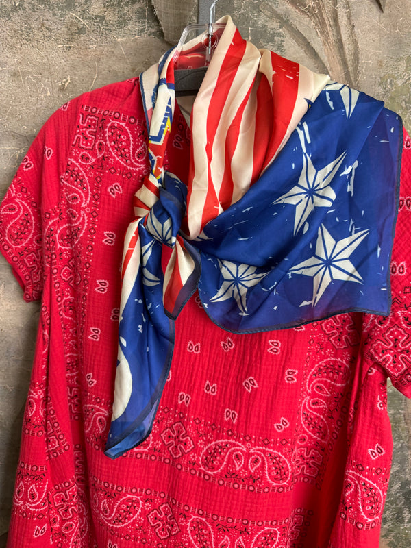 000A43 Silk Rayon Artisan Rags-USA Star Spangled