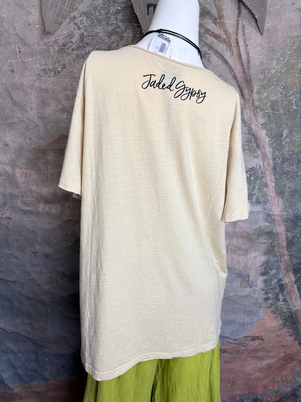 JG- Moon Dance V-Neck Tee-Oats