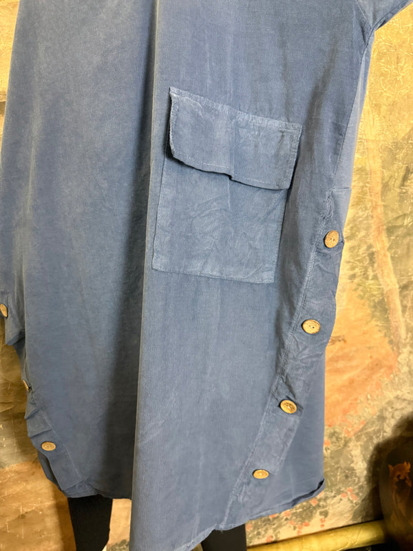 91805 Corduroy Button Dress-Denim