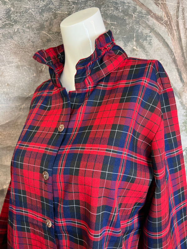 PL88-739 Mad For Plaid BF Shirt-Red