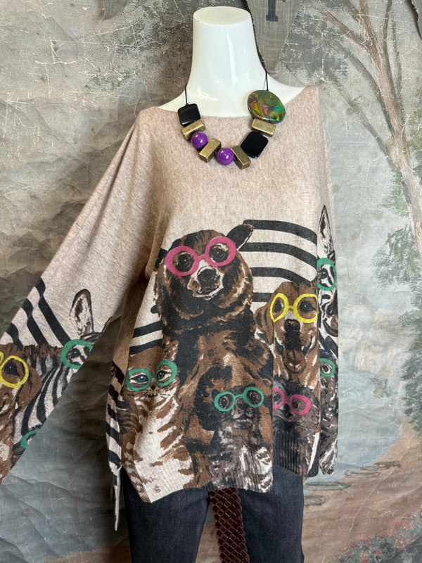 25704 Icon Print Sweater