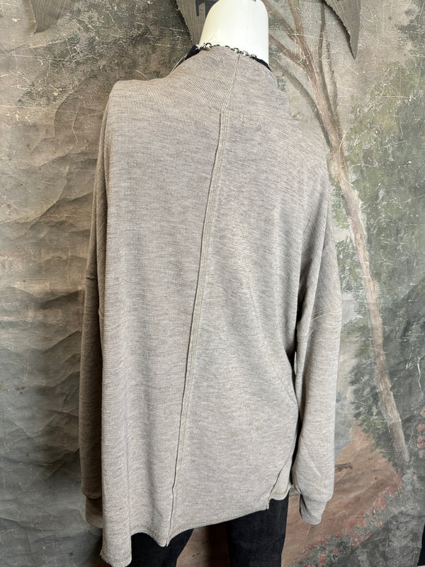 25690 Knit Mock Neck Top-Khaki