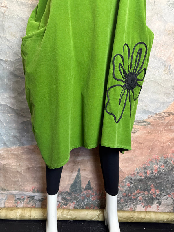 90847 Corduroy Sunflower Dress-Kiwi