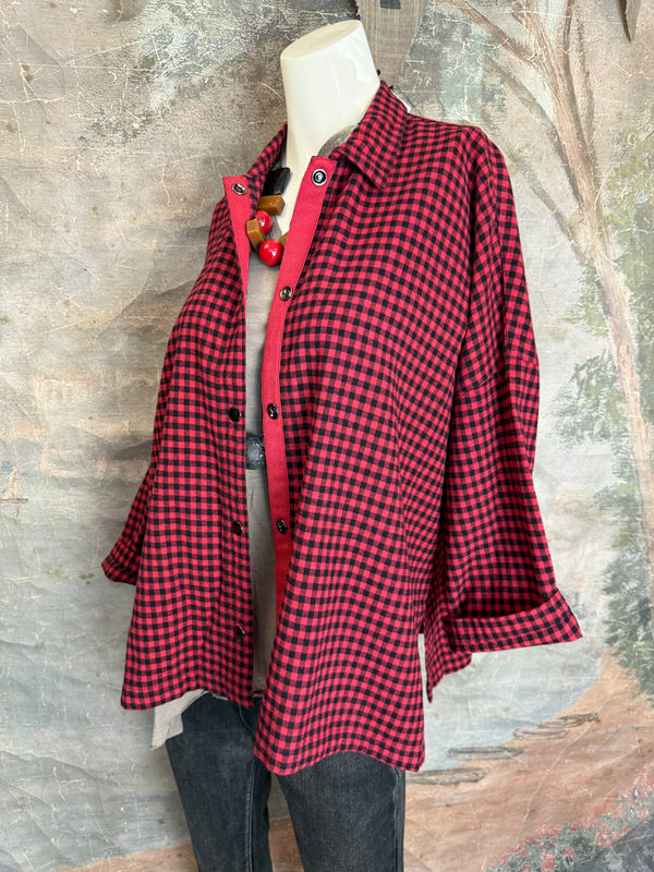 2500-2165 Small Check Big Shirt-Ruby