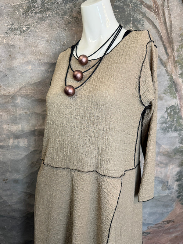 D523 Waffle Knit Sharkbite Dress-Mocha