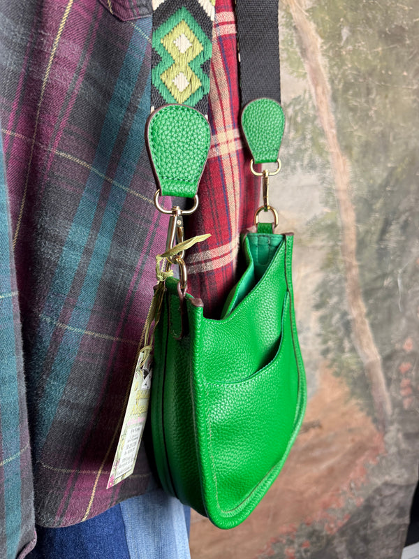 0003A Pebbled Vegan MINI Leather Crossbody Bag-Green