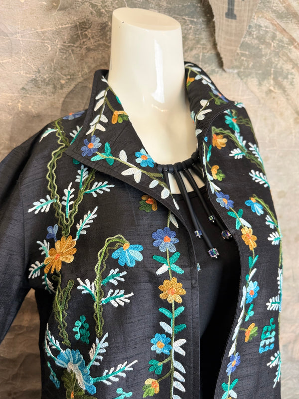 ANU 19969 Silk Embroidered Jacket-Lapis