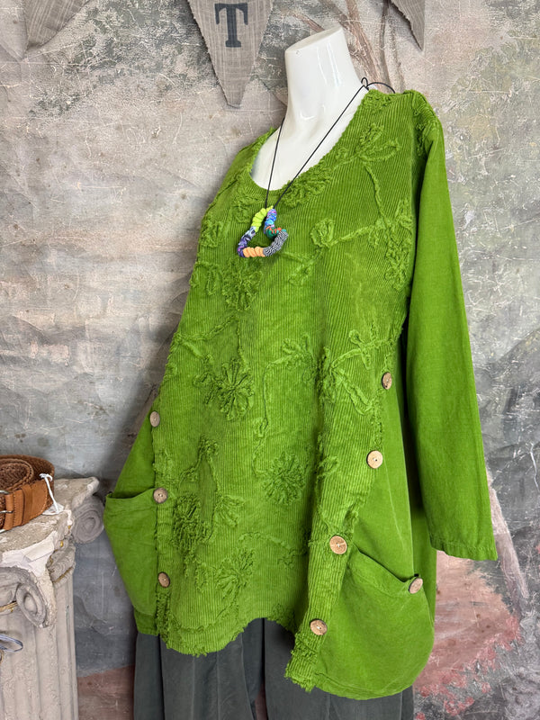 91983A-62 Buttoned Stitch Tunic-Kiwi