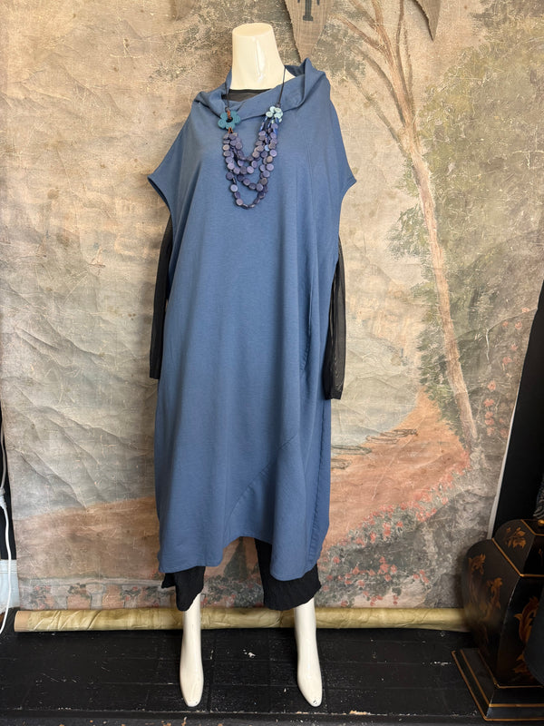 92009 Cocoon Sweatshirt Dress-Denim Blue