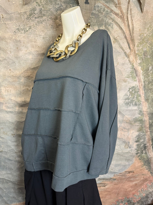 92052 Vintage Pullov Sweatshirt Top-Charcoal