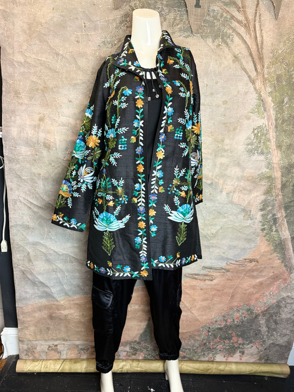 ANU 19969 Silk Embroidered Jacket-Lapis