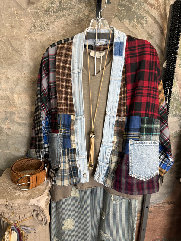 5573 Lodge Flannel Cardigan-Mix C
