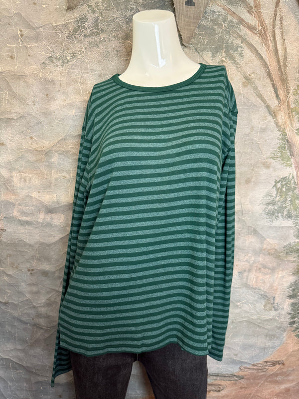 8555-1045 Stripe Lg/Slv Tee-Blue hunter