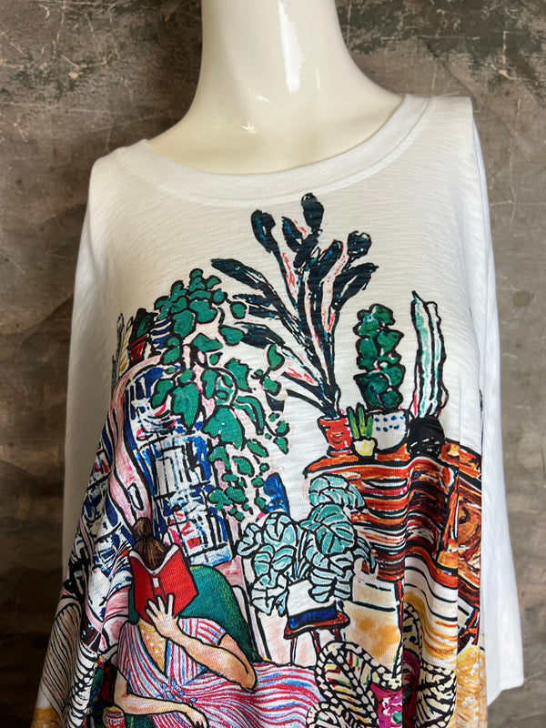 T1369K White Knit Whimsy Top-Book Lover