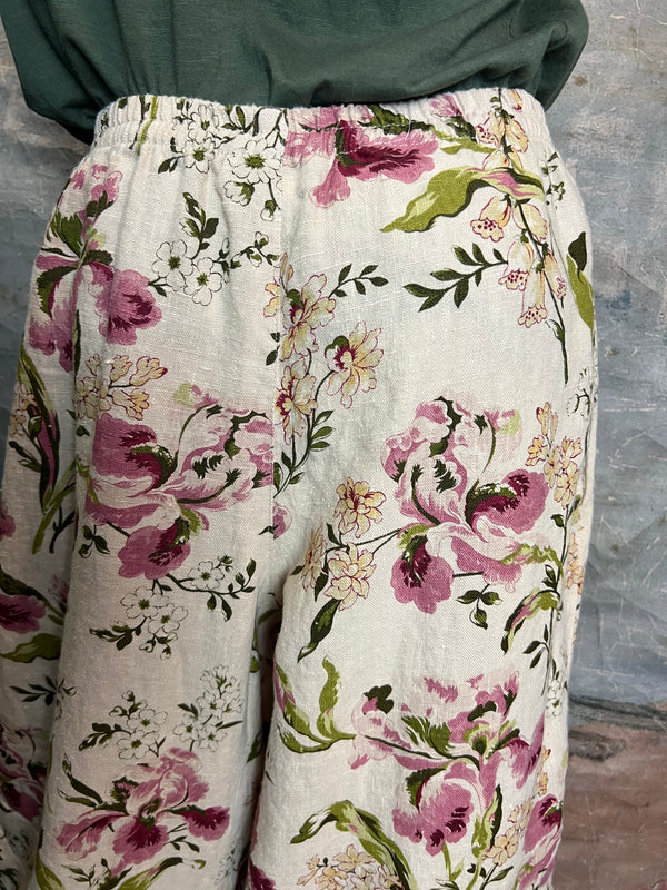 5516 Kristie Linen Tuck Pant-English Garden