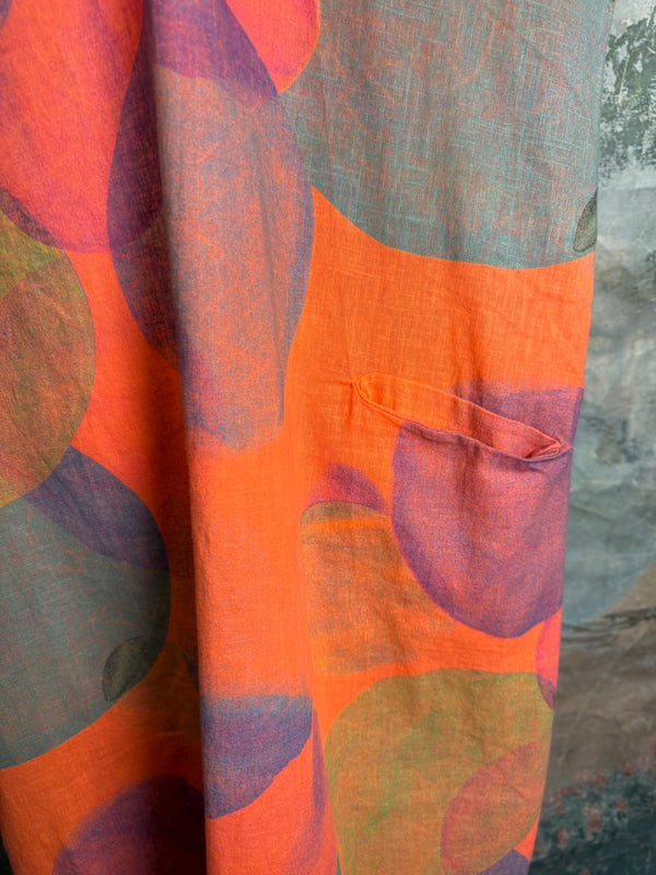 90847C Painterly Bubbles Dress-Orange Kiss