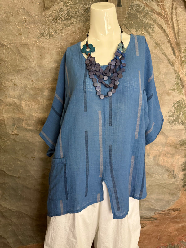 6653S Stripe Top-Blue