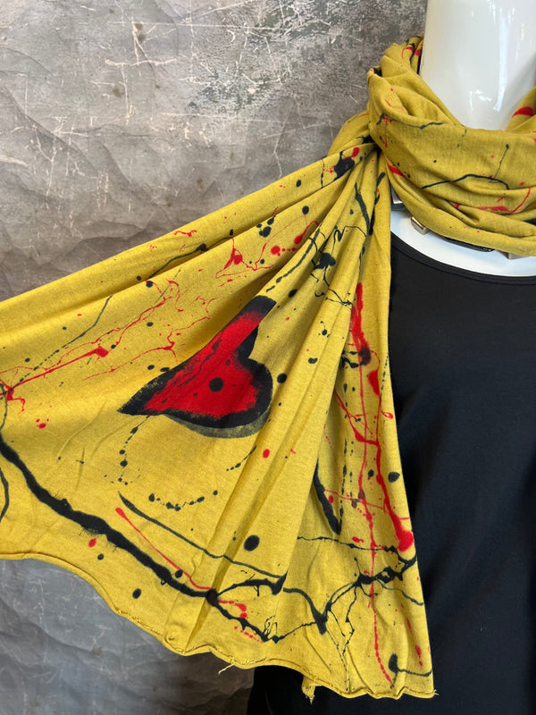 HHE6800 Heart Motif Scarf-Mustard