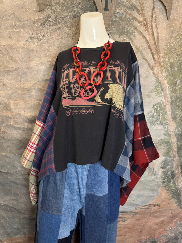 5576 Flannel Band Tee Topper-A