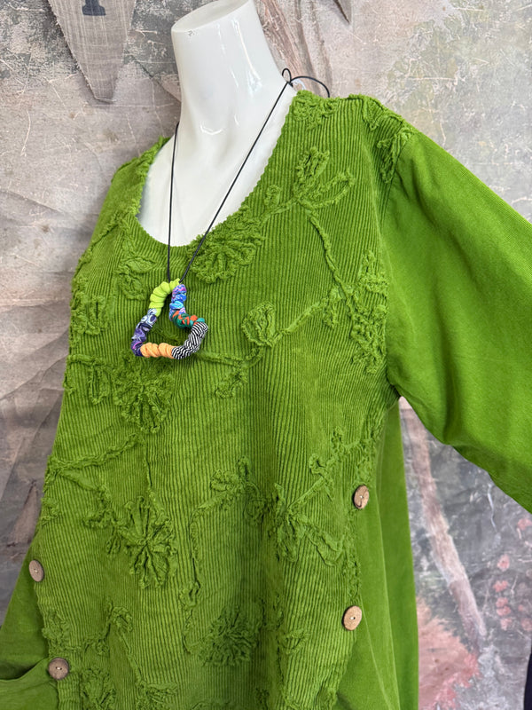 91983A-62 Buttoned Stitch Tunic-Kiwi
