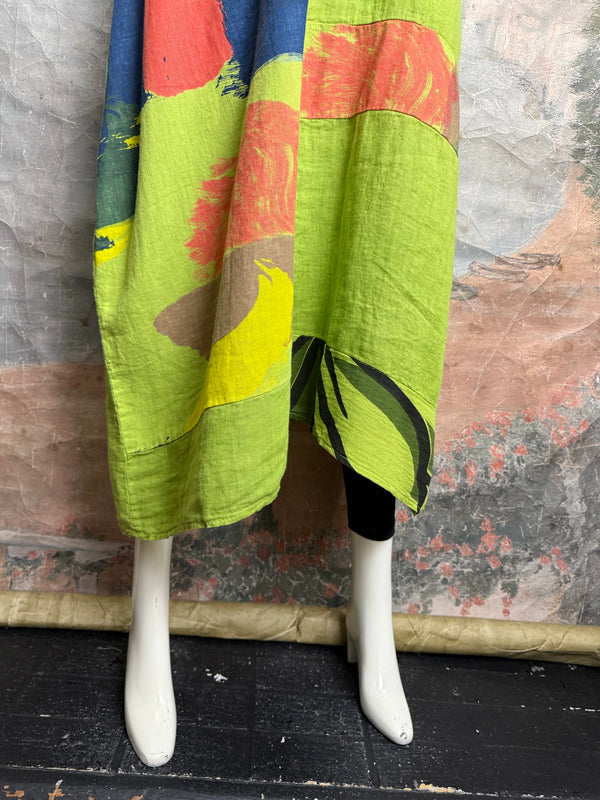 90617P-23 Linen Paint Dress-Kiwi