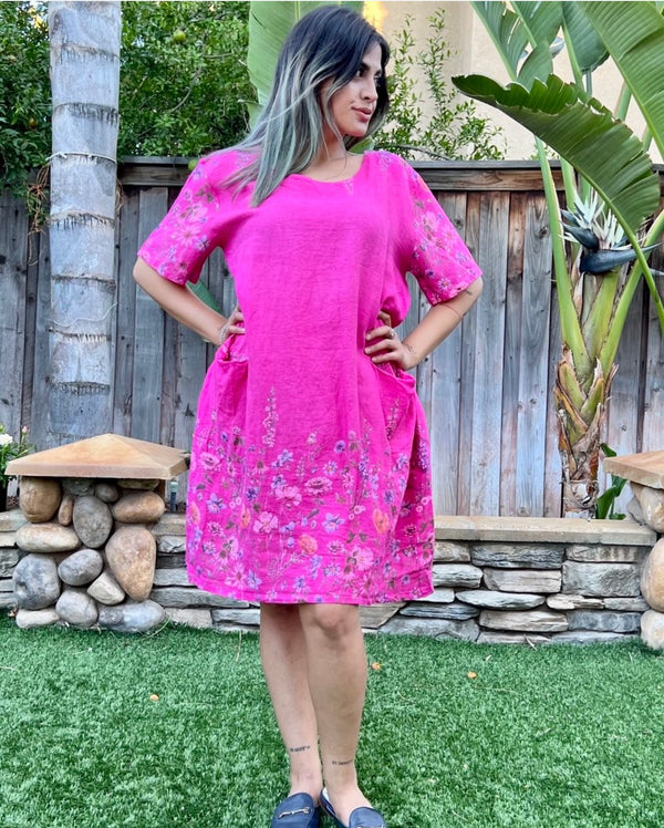 90847G Garden Tea Party Dress-Fuchsia